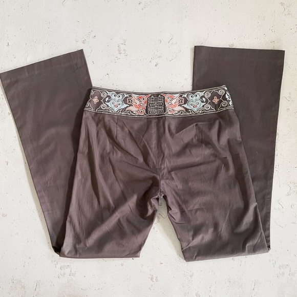 Vivienne Tam Vintage 90’s Embroidered Waist Gray Pants Size 6 - Picture 2 of 5